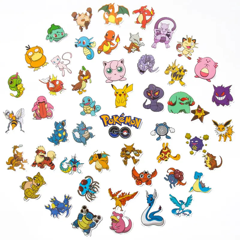 50pcs or 100pcs Pokémon Waterproof Stickers Kawaii Pikachu for Skateboard Bicycle Guitar Laptop